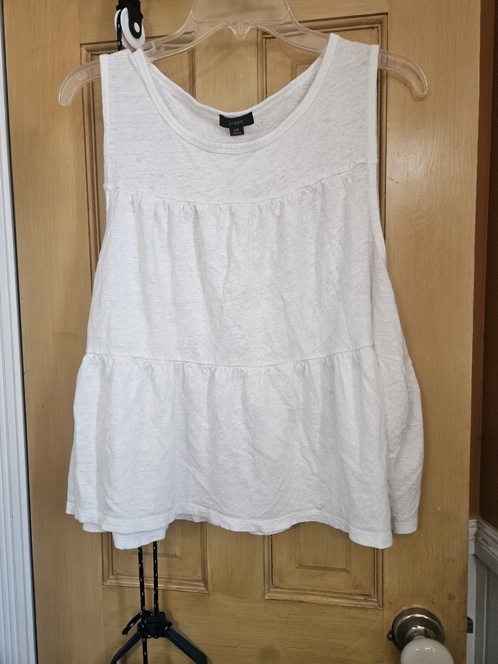 J. Crew White Tiered Cotton Tank Top
